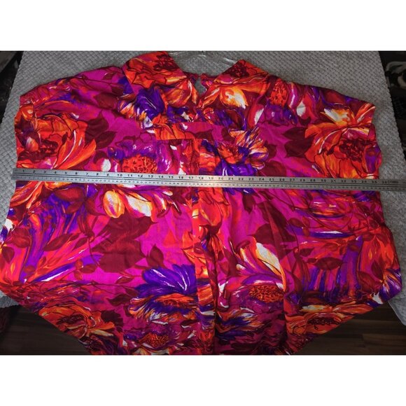 VINTAGE 60s 70s Psychedelic Floral Kaftan Muumuu Maxi Dress Hot Pink Orange... - Picture 5 of 6